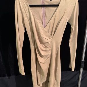 Pseudo-Suede Tan Forever 21 Fitted Dress Size S